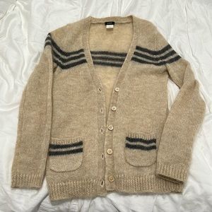 J Crew Mohair Retro Stripe Cardigan XS